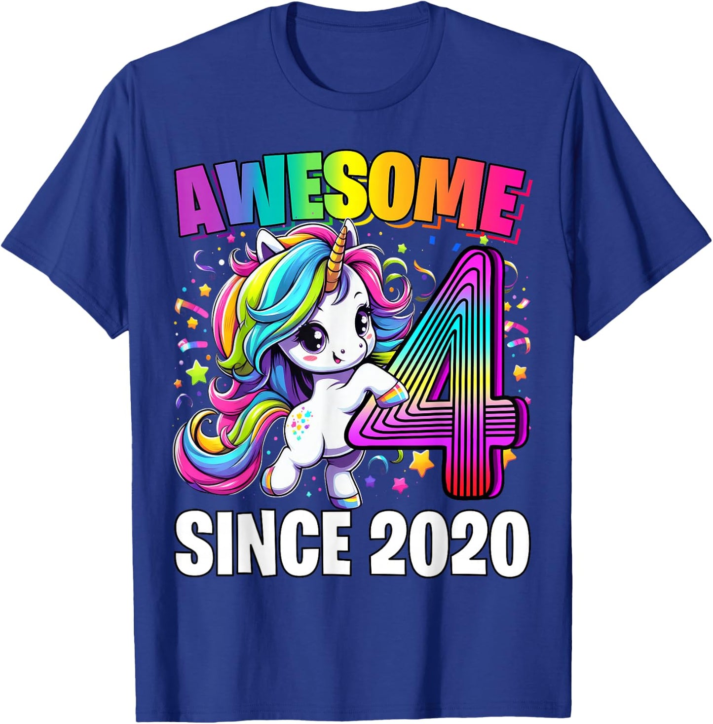 Unicorn 4th Birthday 4 Year Old Unicorn Party Girls Outfit T-Shirt - T-Shirt | Royal