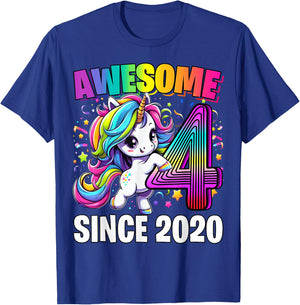 Unicorn 4th Birthday 4 Year Old Unicorn Party Girls Outfit T-Shirt - T-Shirt | Royal