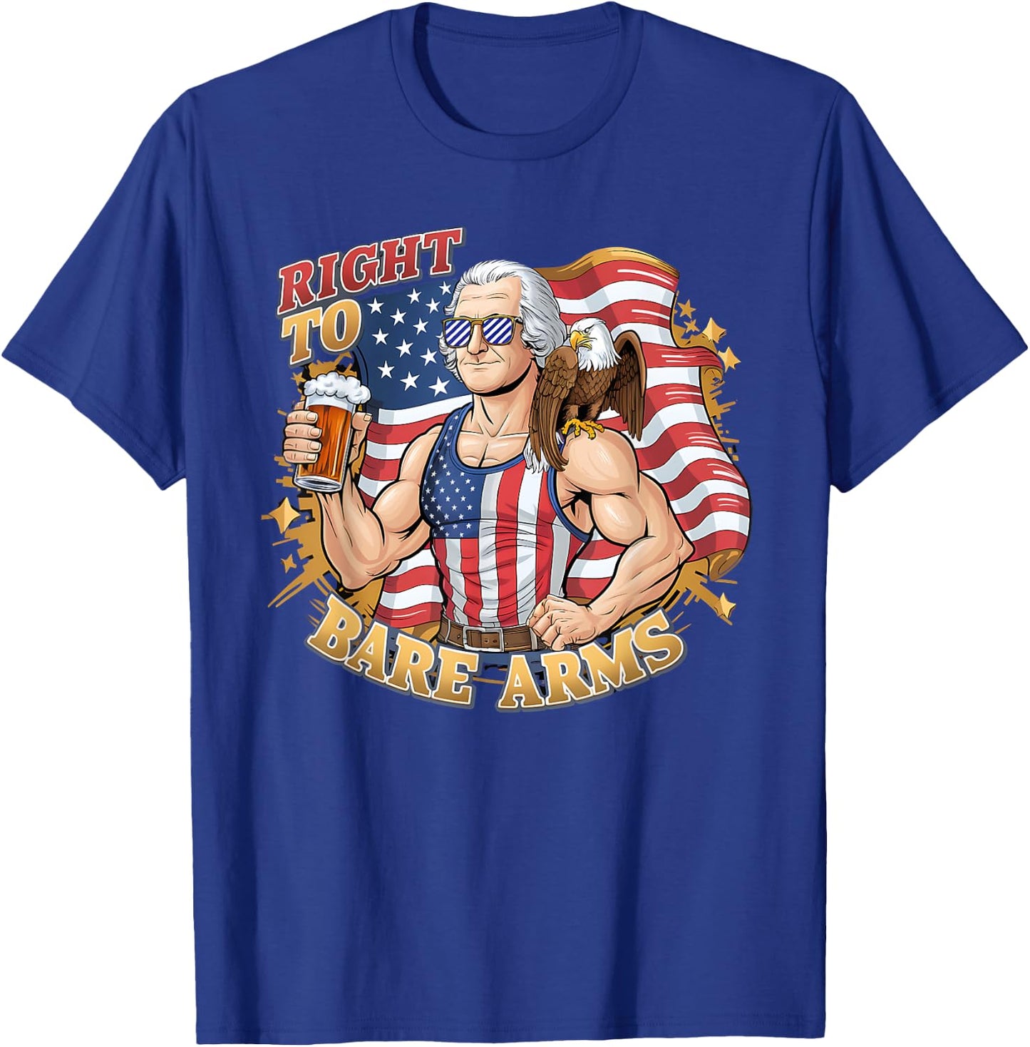George's Right To Bare Arms 4th Of July Gym Workout Graphic Women Men T-Shirt - T-Shirt | Royal