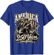 America USA 250 Years Washington Lincoln Rock 4th of July T-Shirt - T-Shirt | Royal