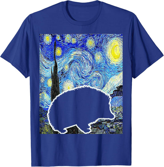 Hedgehog Starry Night Hedgehog Lover Hedgehog Painting T-Shirt - T-Shirt | Royal