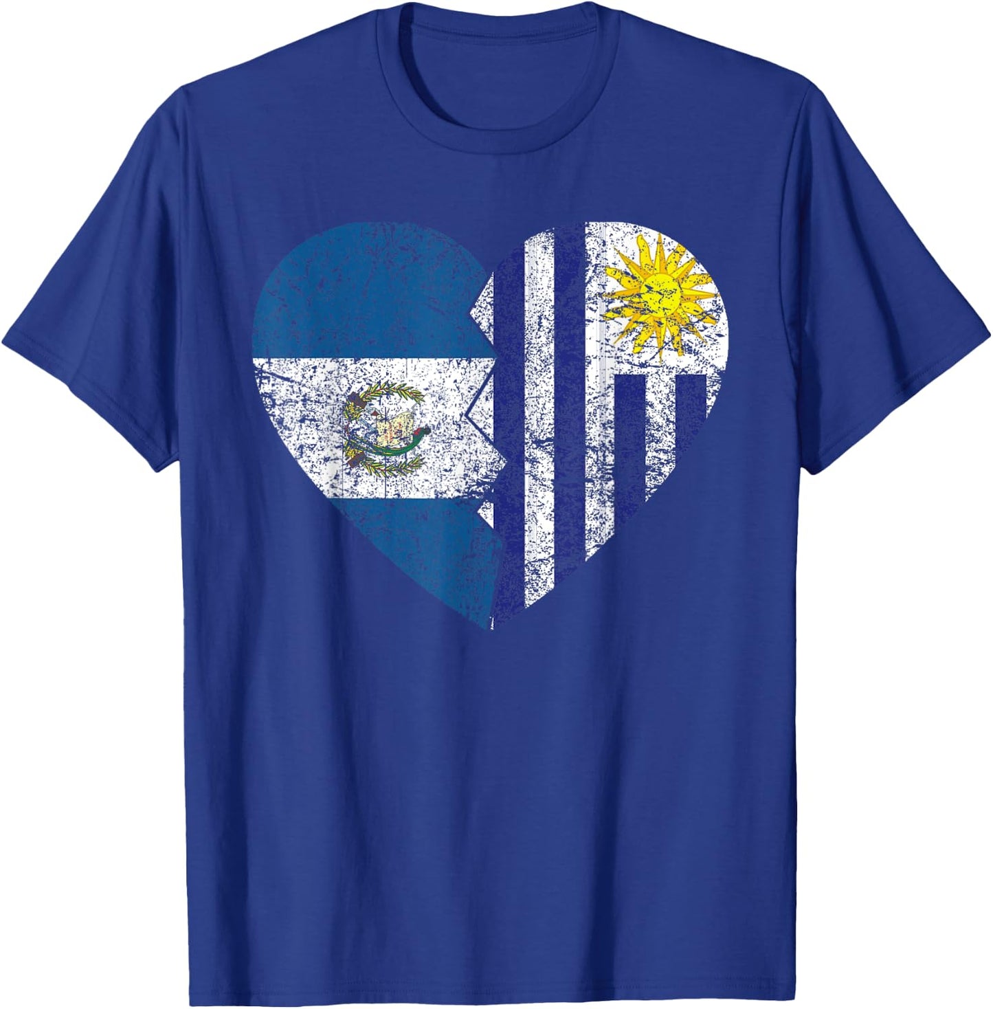 Uruguayan Guatemalan Flags Heart | Guatemala Uruguay Roots T-Shirt - T-Shirt | Royal