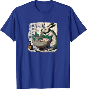 Bunny Rabbit Ramen Noodles Japanese Art Vintage Looking T-Shirt - T-Shirt | Royal