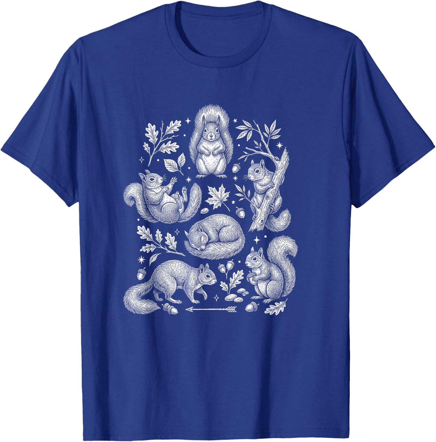 Squirrel Collage Sketch Vintage Illustration T-Shirt - T-Shirt | Royal