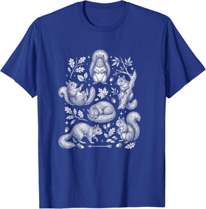 Squirrel Collage Sketch Vintage Illustration T-Shirt - T-Shirt | Royal