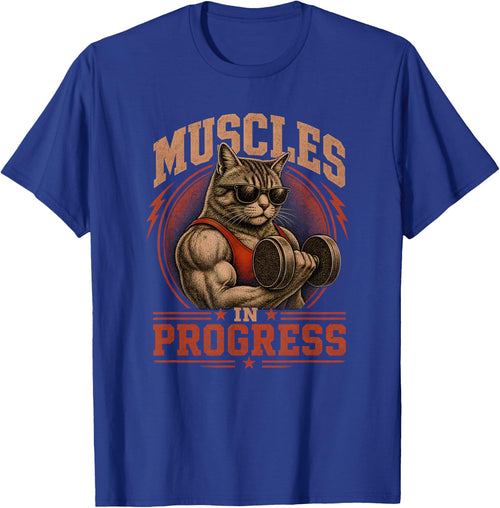Cat Muscles in Progress Retro Vintage Workout Cat Gym