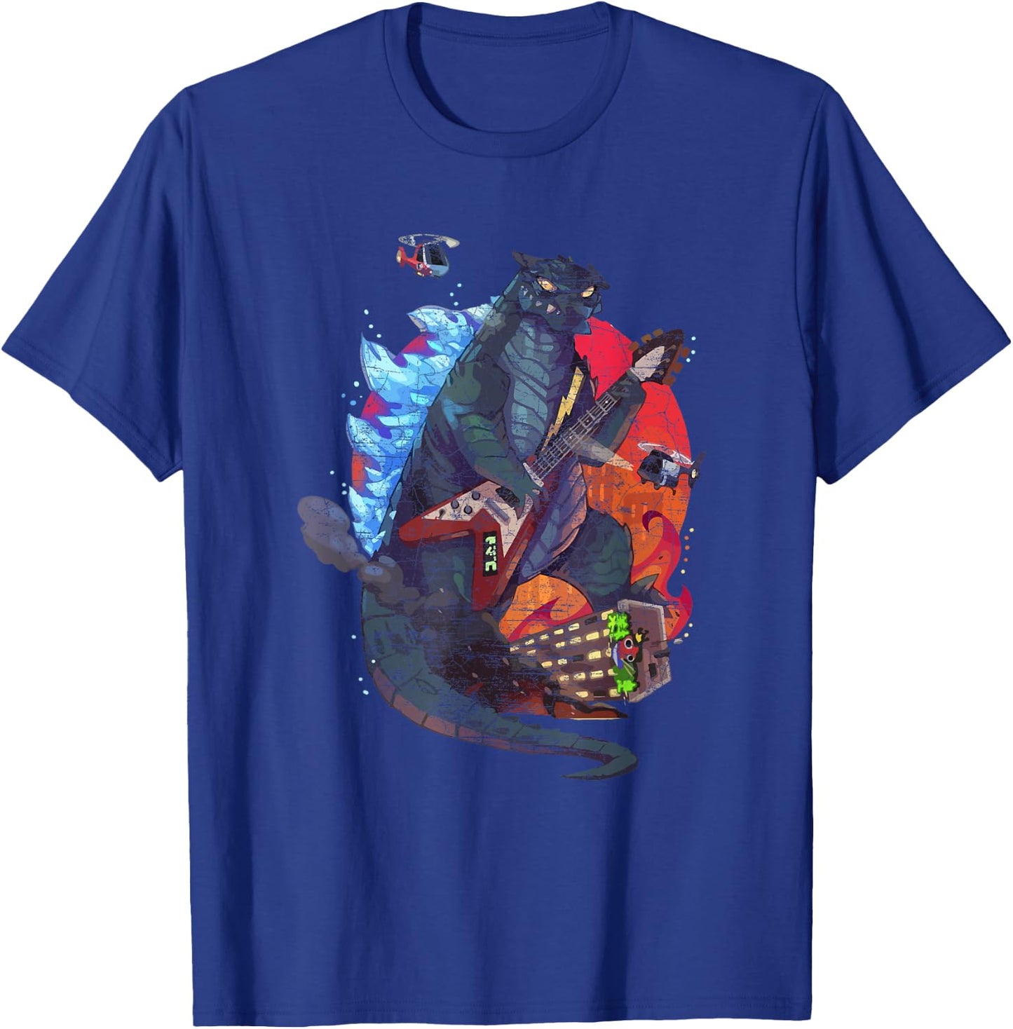Guitarzilla - Funny Monster Playing Guitar T-Shirt - T-Shirt | Royal