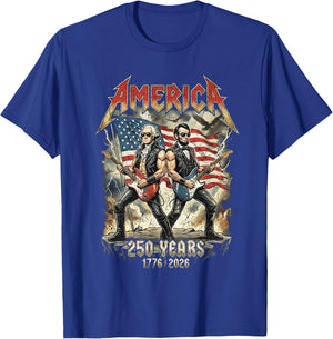 Abe Lincoln Guitar George Washington USA 250 Anniversary T-Shirt - T-Shirt | Royal