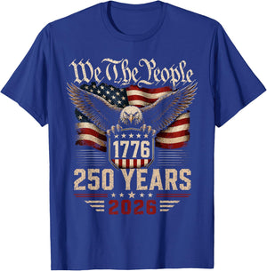 250 Years American 250th Anniversary USA Patriotic 4th July T-Shirt - T-Shirt | Royal