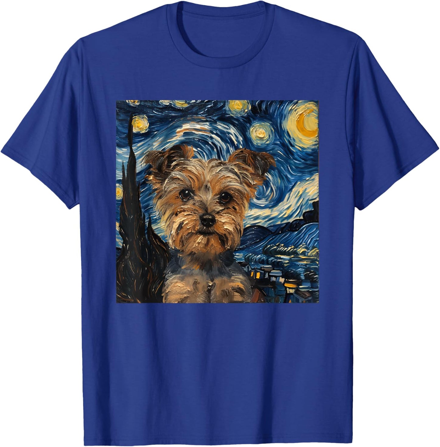 Yorkshire Terrier Dog Van Gogh Style Starry Night T-Shirt - T-Shirt | Royal