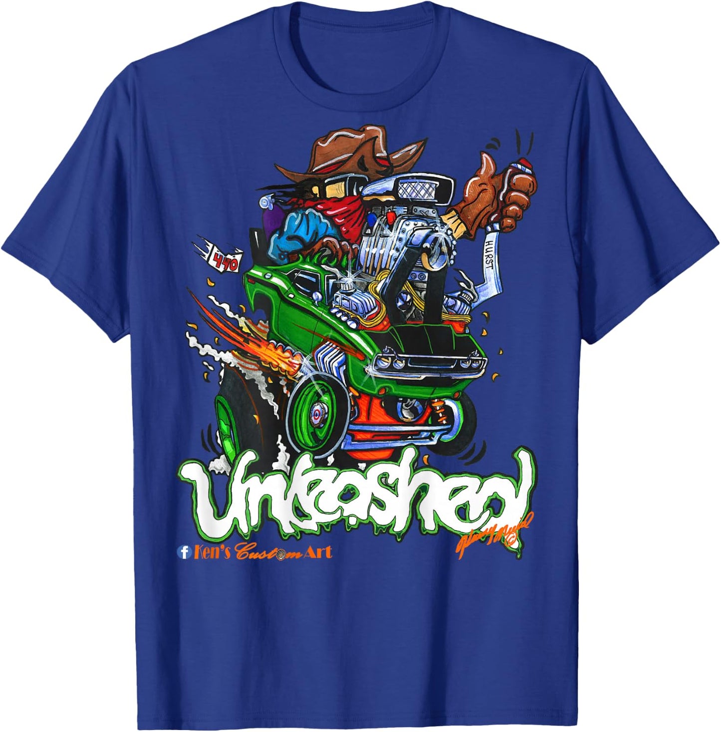 70 Challenger Unleashed Hotrod (Design on Back) T-Shirt - T-Shirt | Royal