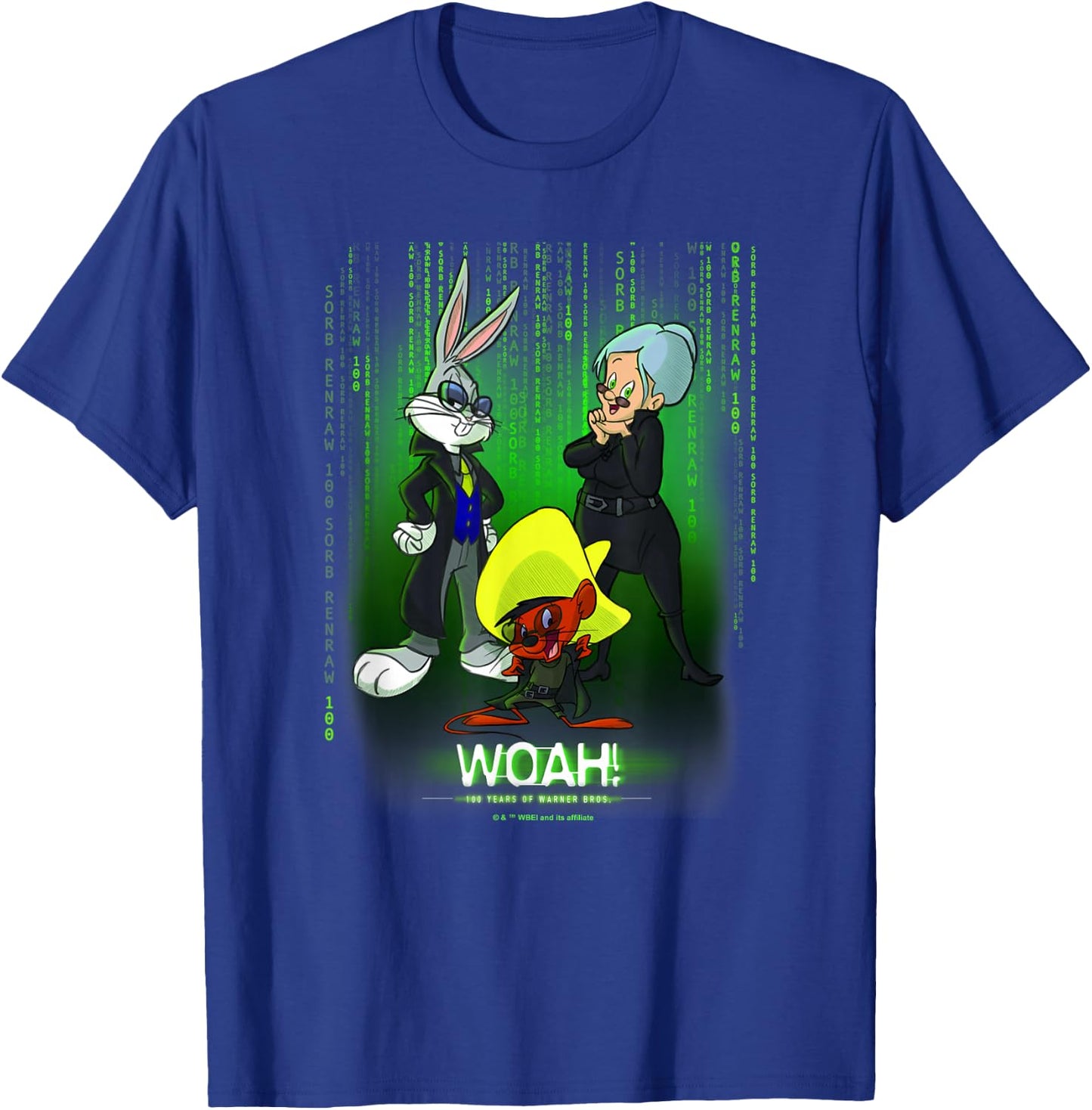 WB 100 Looney Tunes Classic Woah! Matrix Poster T-Shirt - T-Shirt | Royal