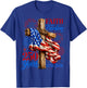 250 Years Faith Freedom USA Flag Cross $th of July Christian T-Shirt - T-Shirt | Royal