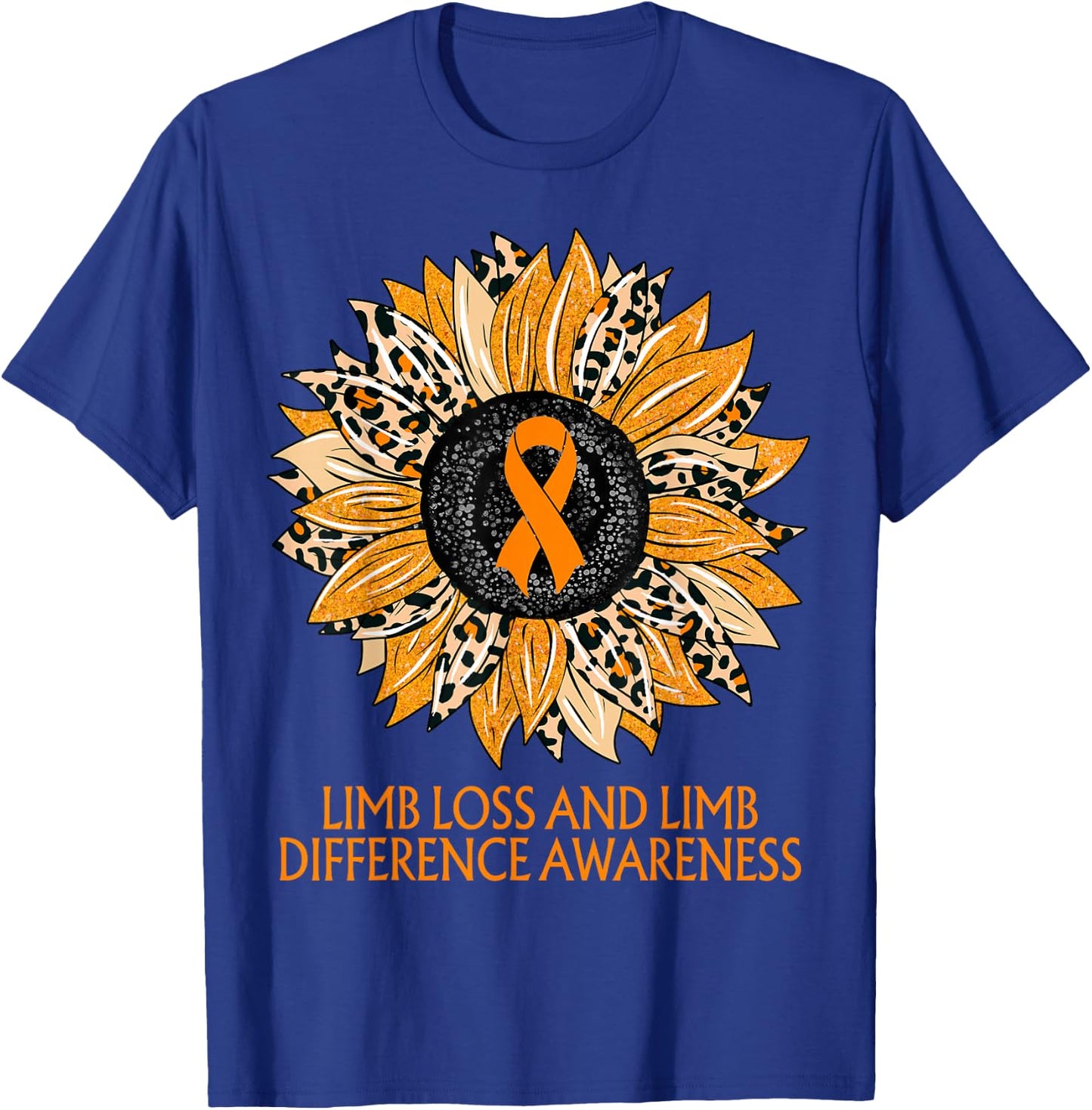 Leopard Sunflower Limb Loss and Limb Difference Awareness T-Shirt - T-Shirt | Royal