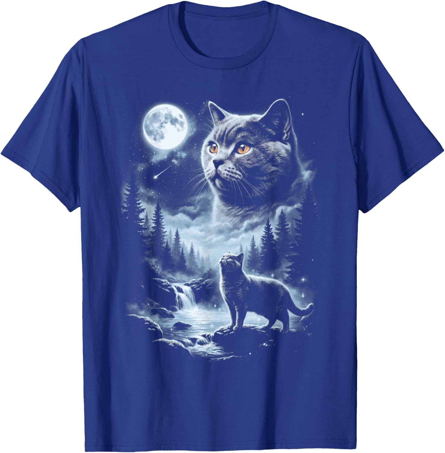 British Shorthair Cat Howling at the Moon T-Shirt - T-Shirt | Royal
