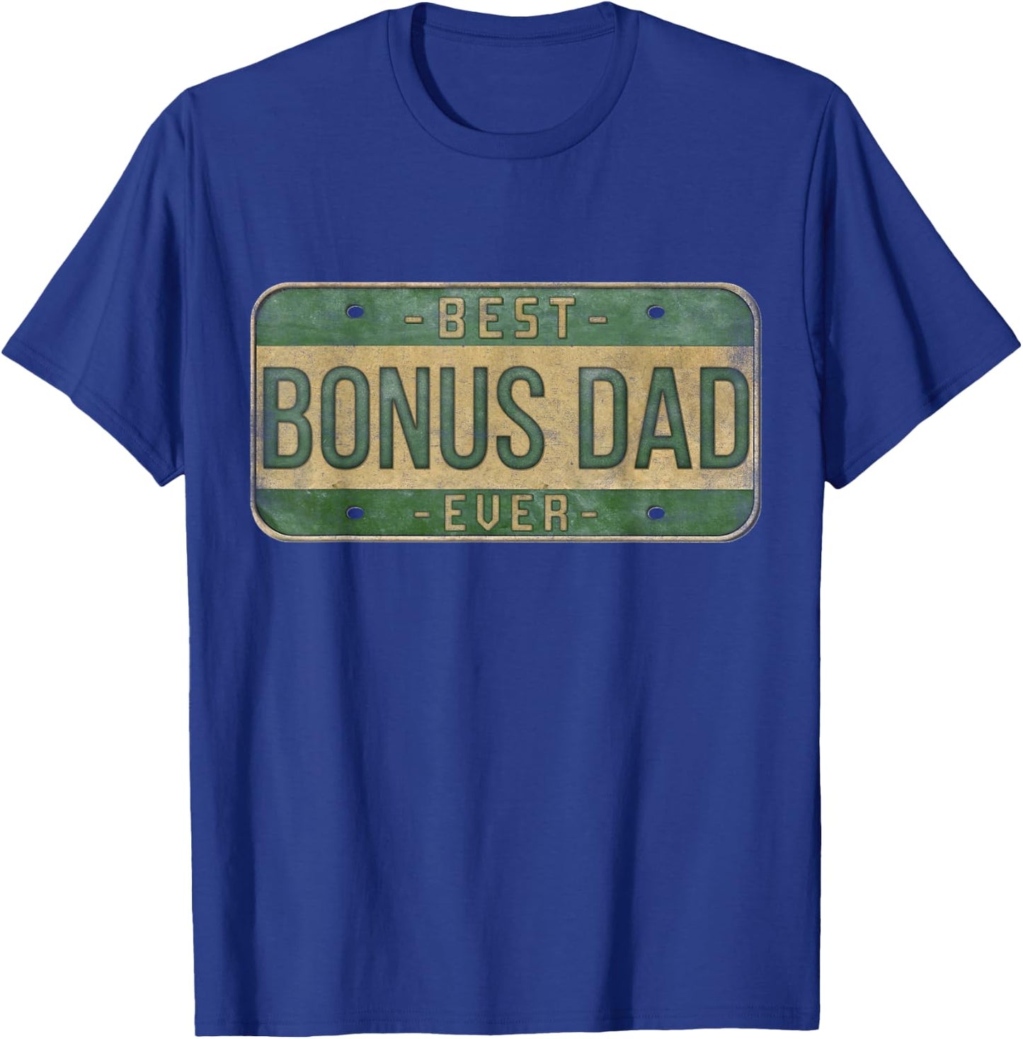 Best Bonus Dad Ever Vintage Car Plate Father's Day Step Dad T-Shirt - T-Shirt | Royal