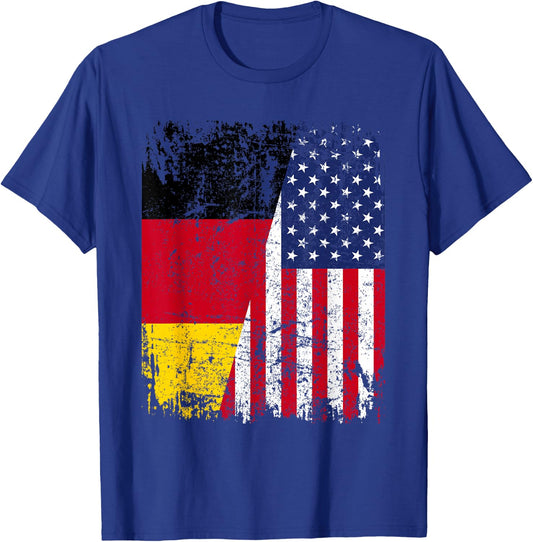Amerika Deutschland USA US Flagge | Damen Herren Kinder USA T-Shirt - T-Shirt | Royal