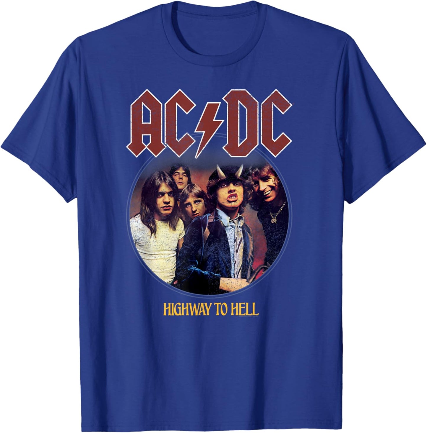 Official AC/DC Highway to Hell Circle Rock Music Band T-Shirt - T-Shirt | Royal