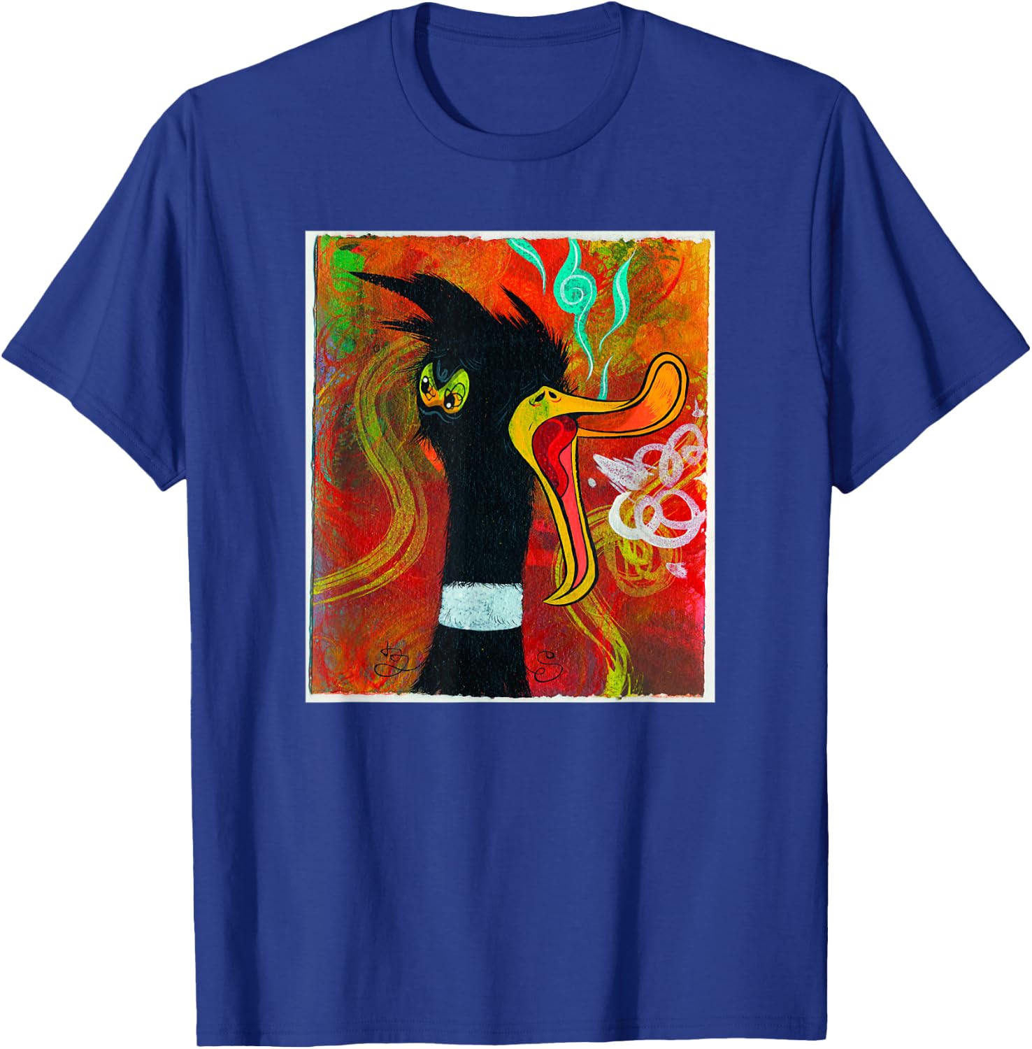 WB100 Looney Tunes Daffy Duck Picasso Side Eye Art T-Shirt - T-Shirt | Royal