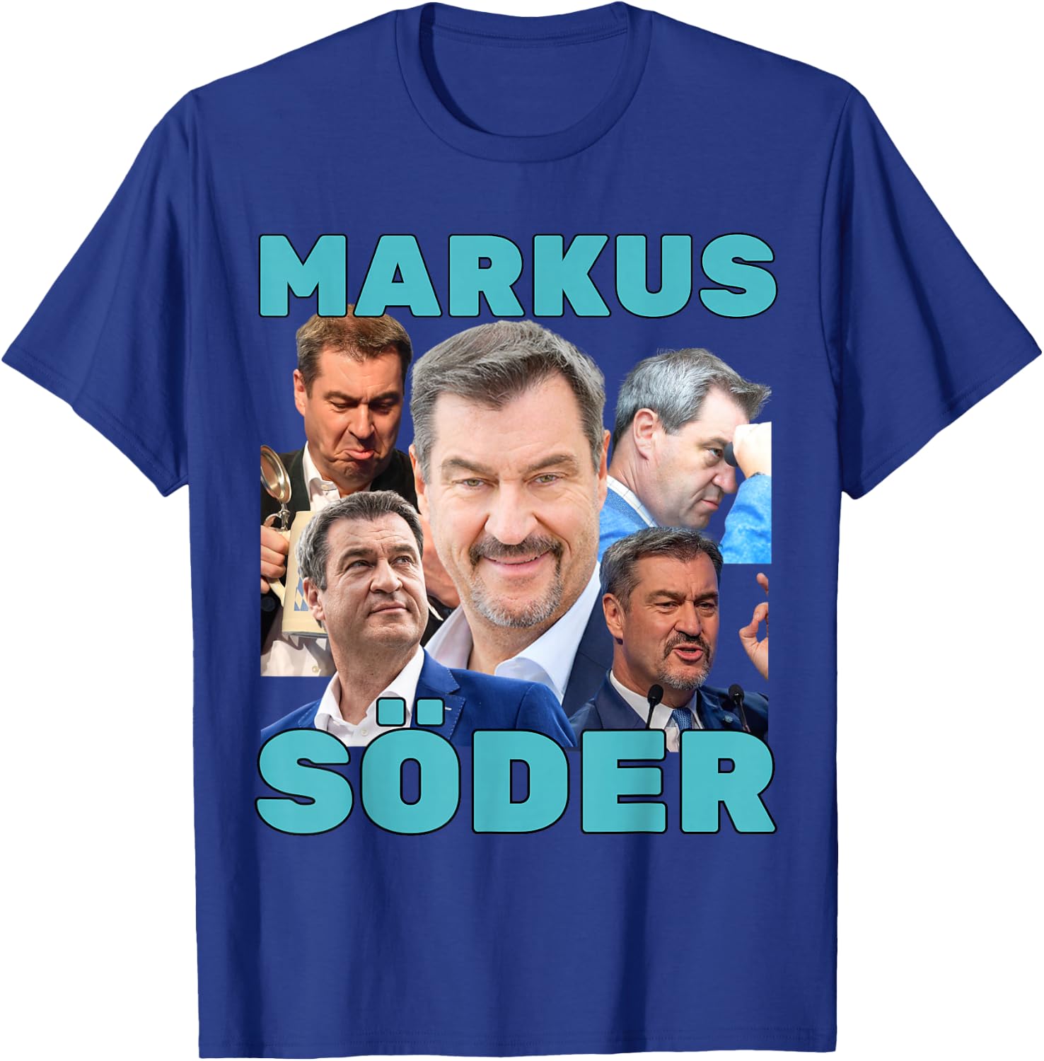 Markus Söder Fan Merch Blue , black T-Shirt - T-Shirt | Royal