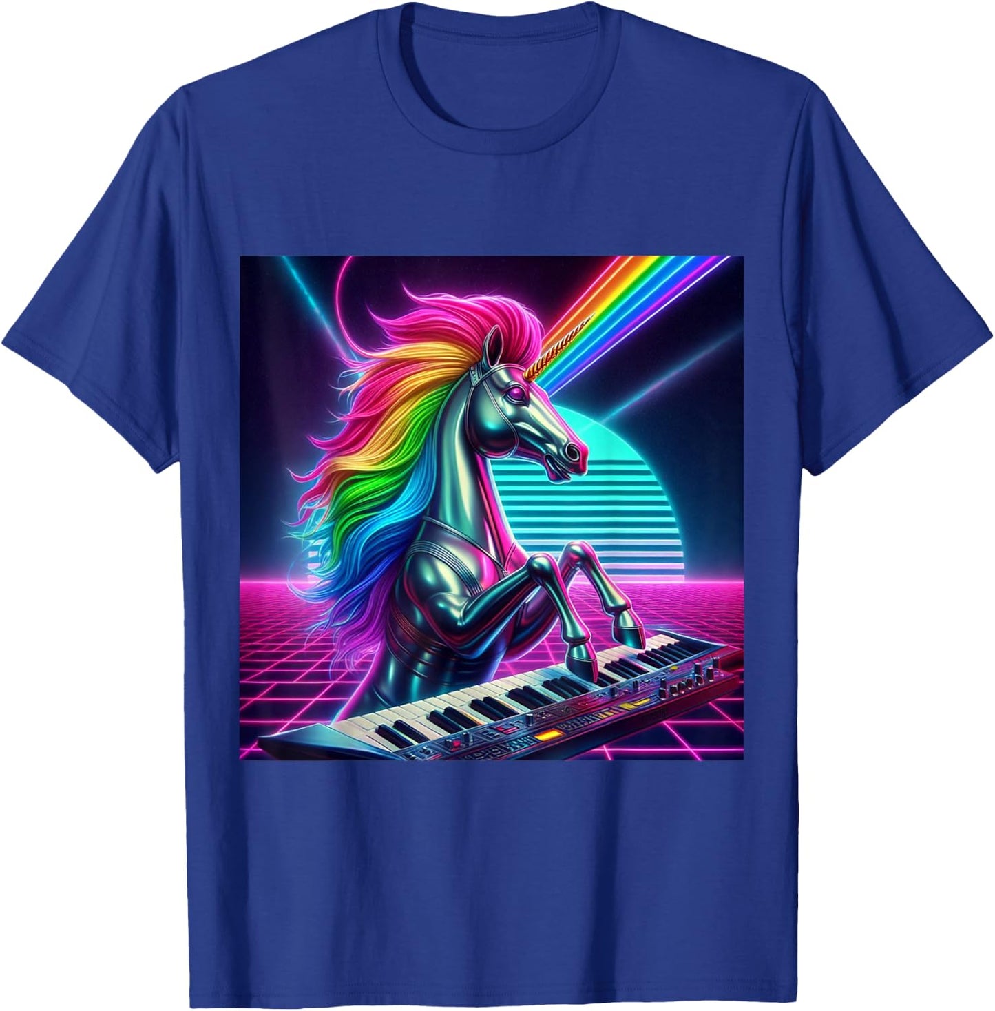 1980s Retro Chrome unicorn T-Shirt - T-Shirt | Royal