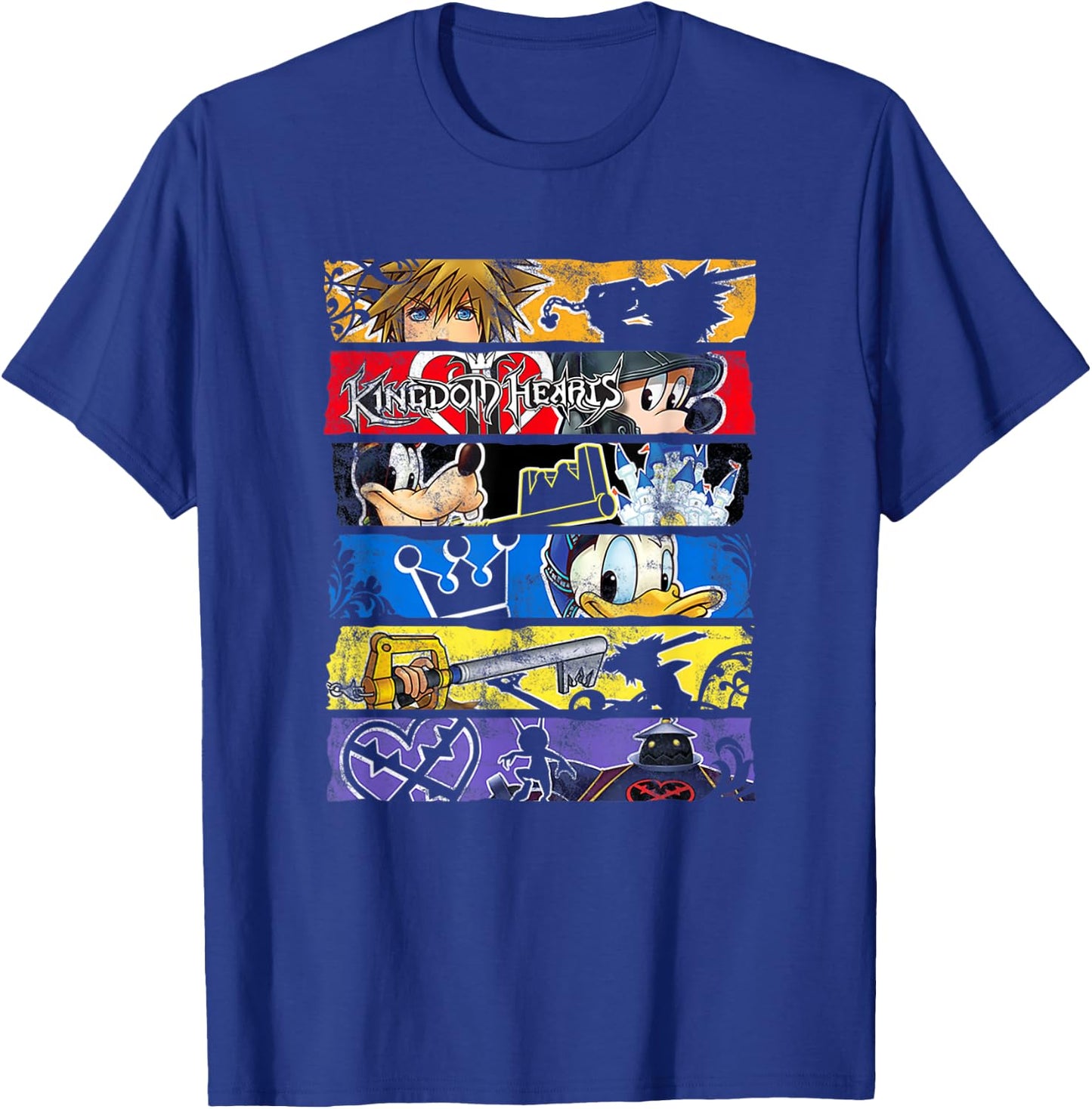 Disney Kingdom Hearts Epic Character Panels Distressed Logo T-Shirt - T-Shirt | Royal
