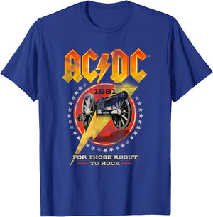 AC/DC For Those About To Rock Distressed Cannon And Stars T-Shirt - T-Shirt | Royal