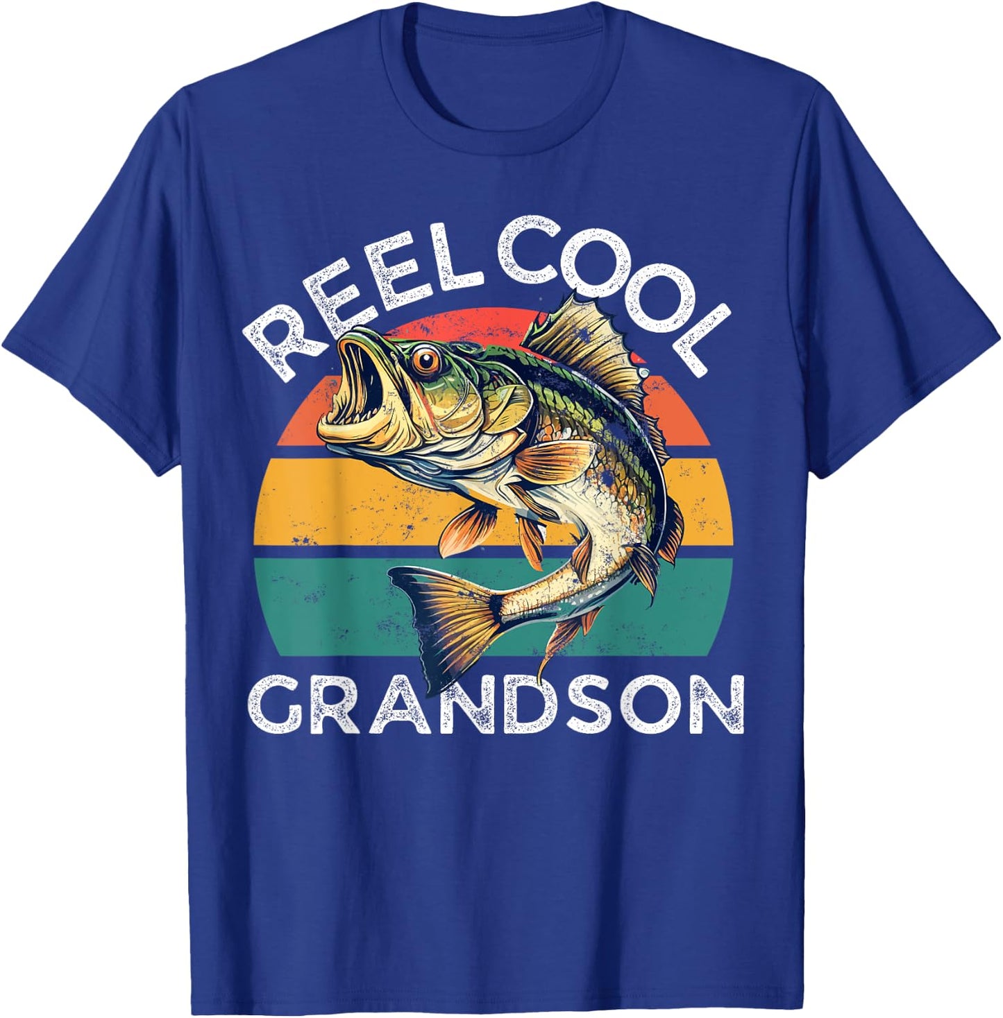 Fishing Reel Cool Grandson Fathers Day Funny Bass Son T-Shirt - T-Shirt | Royal