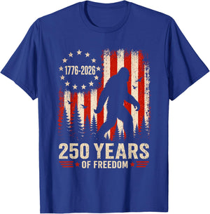 250 Years of Freedom Bigfoot 250th Anniversary 4th of July T-Shirt - T-Shirt | Royal