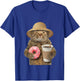 Funny brown Cat with coffee and donut T-Shirt - T-Shirt | Royal