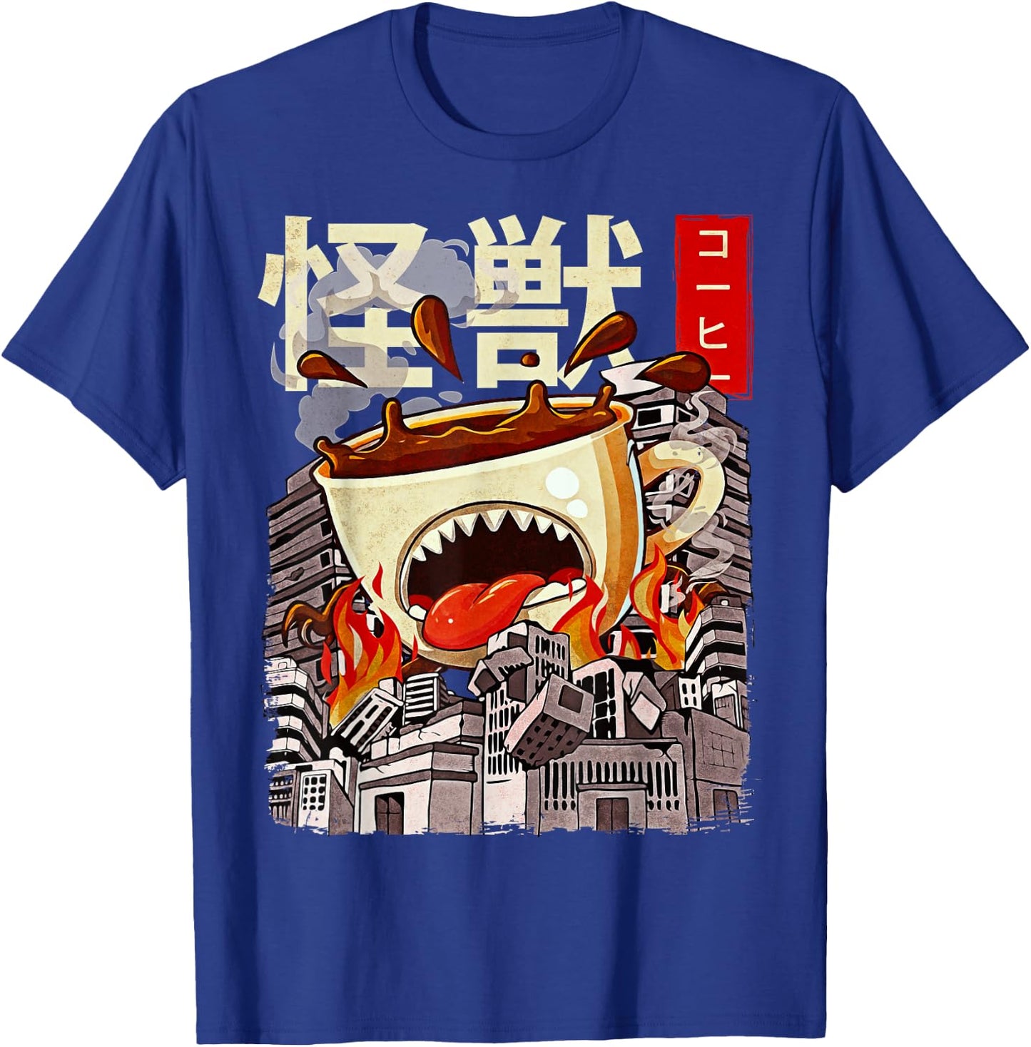Kaiju Coffee Japanese Anime Monster Caffeine T-Shirt - T-Shirt | Royal