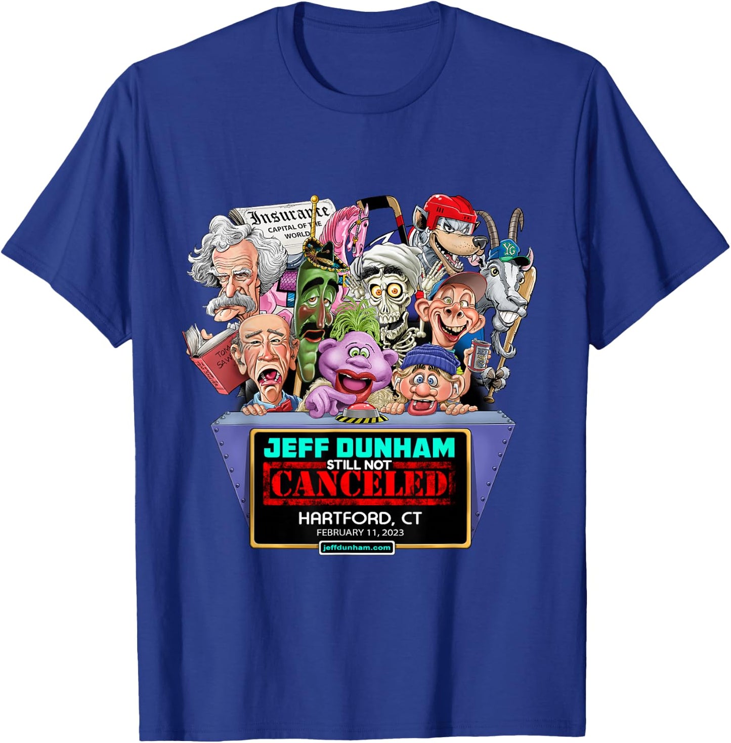 Jeff Dunham Hartford, CT (2023) T-Shirt - T-Shirt | Royal