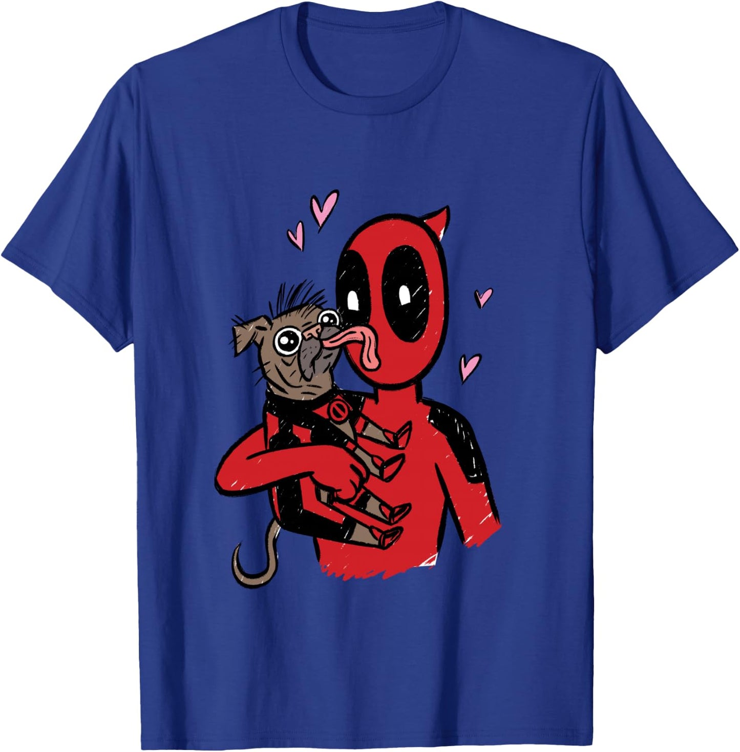 Marvel Deadpool & Wolverine Dogpool Doggy Kisses Doodle T-Shirt - T-Shirt | Royal