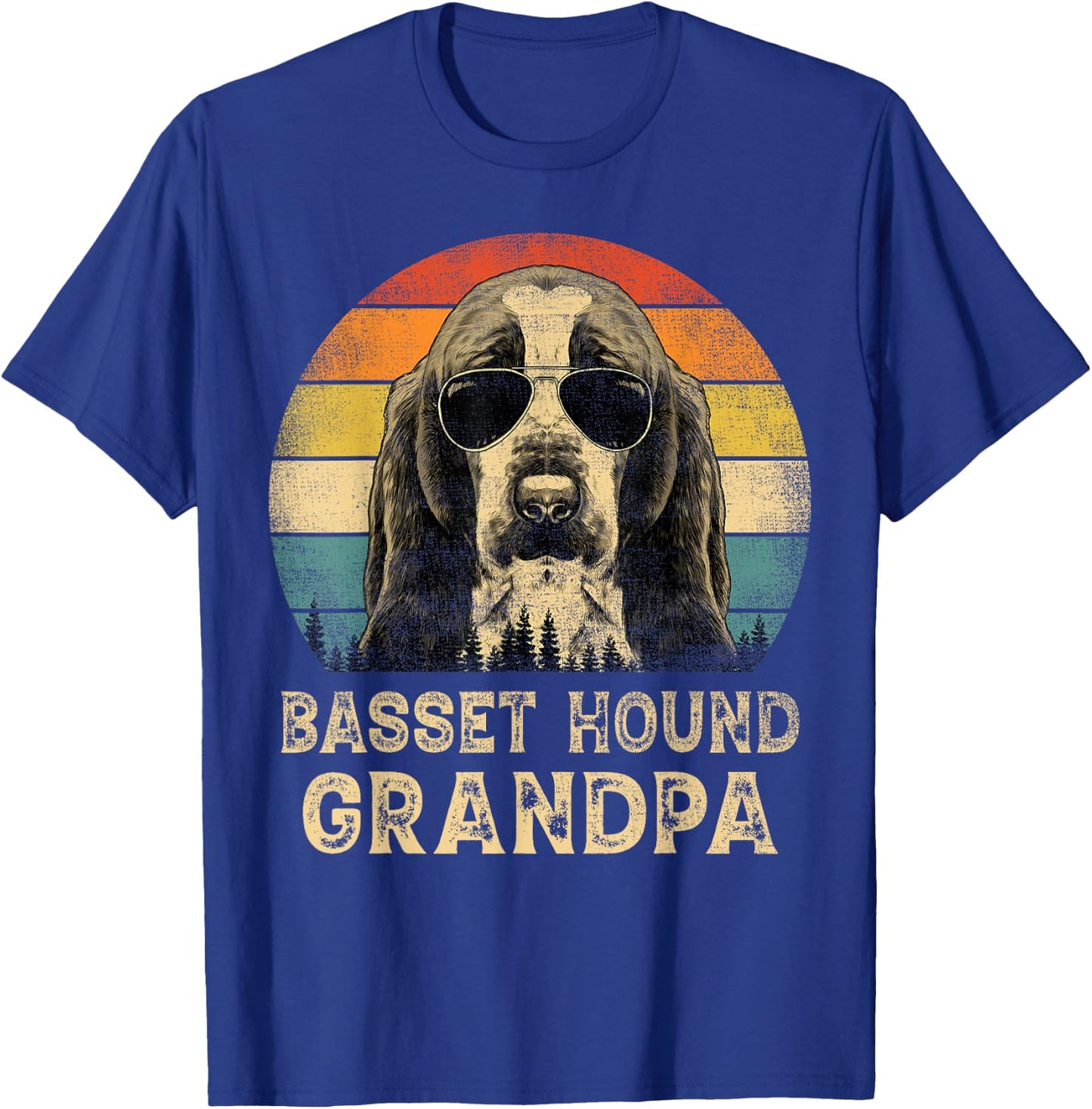 Vintage Basset Hound Grandpa Dog Lovers Father's Day T-Shirt - T-Shirt | Royal
