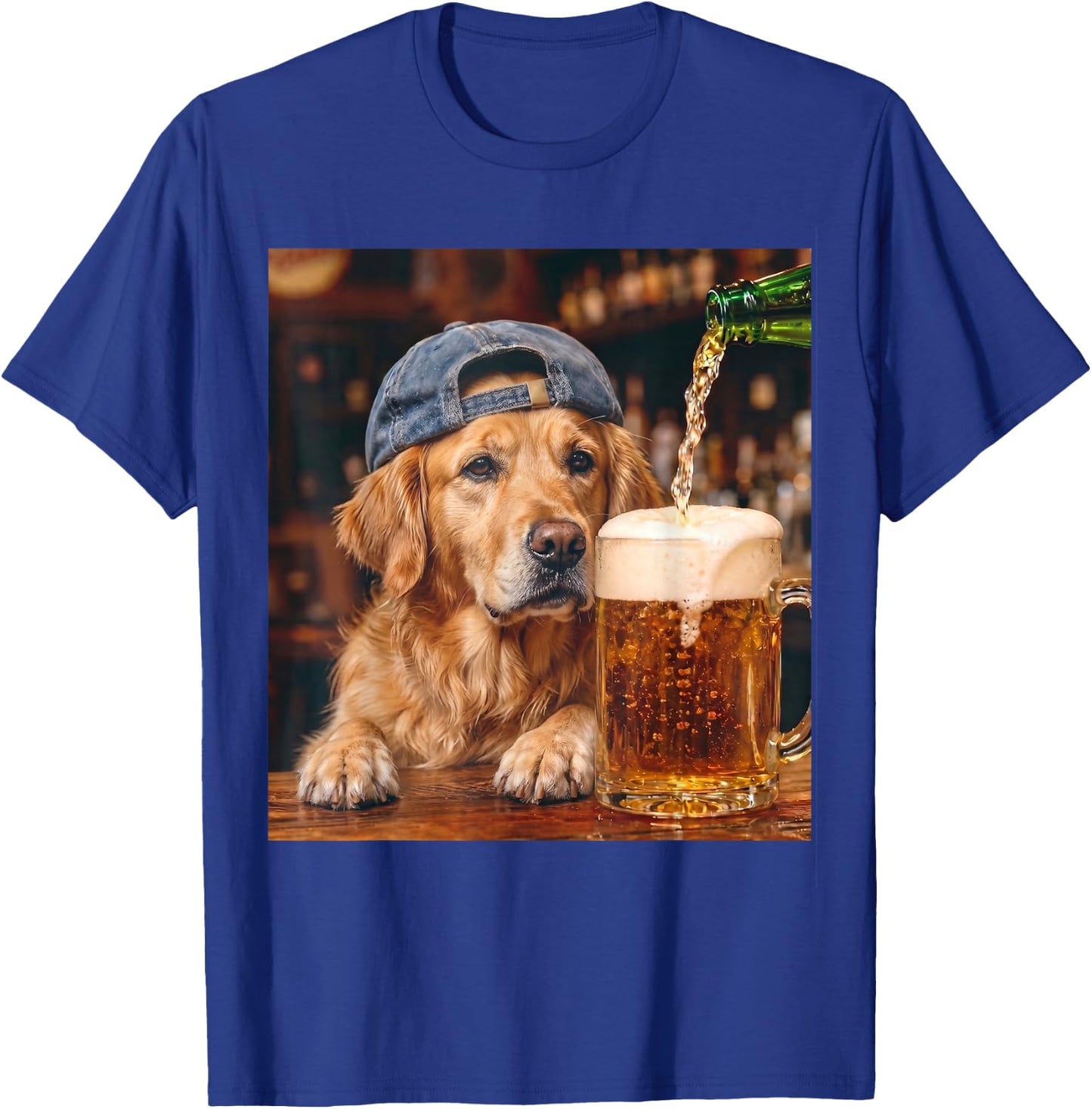 Golden Retriever Drinking Beer Funny Dog Meme T-Shirt - T-Shirt | Royal