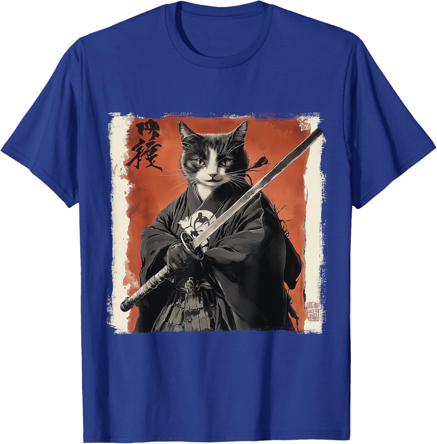 Japanese Samurai Cat Ukiyo-e Warrior Art Japan Vintage T-Shirt - T-Shirt | Royal