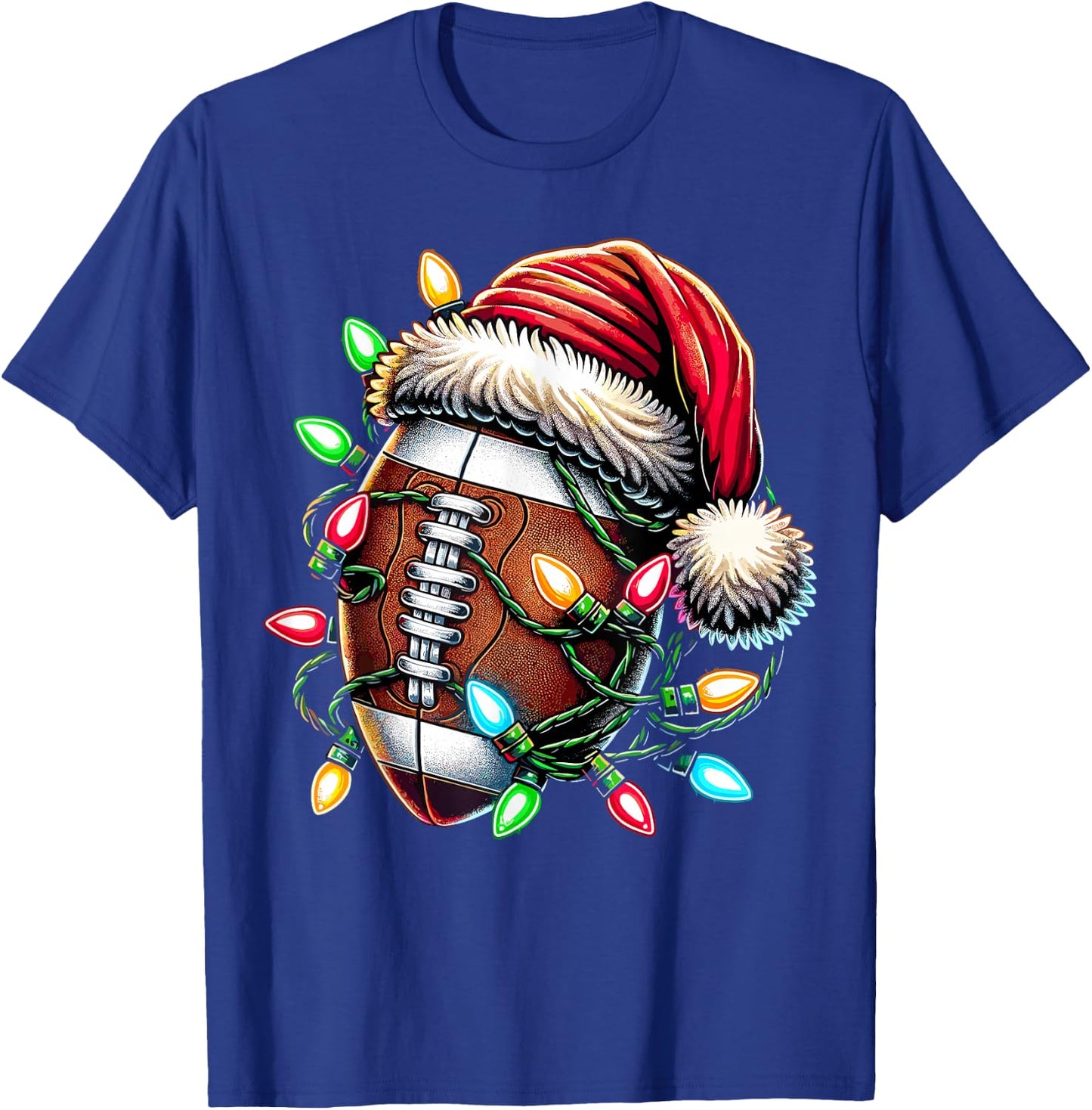 Christmas Football Player Santa T-Shirt - T-Shirt | Royal