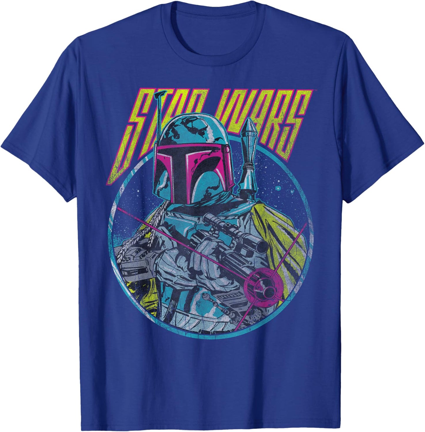 Star Wars Boba Fett Neon Blaster Vintage Disney+ T-Shirt - T-Shirt | Royal