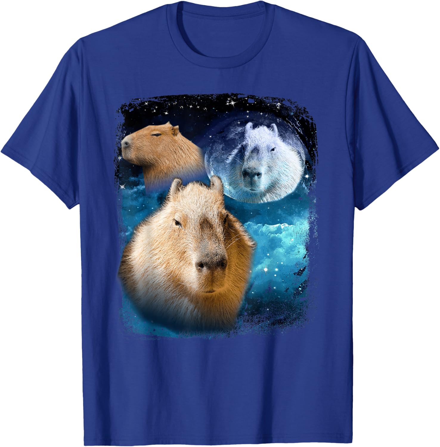 Capybaras howling at the Moon Funny Capybara Meme Vintage T-Shirt - T-Shirt | Royal