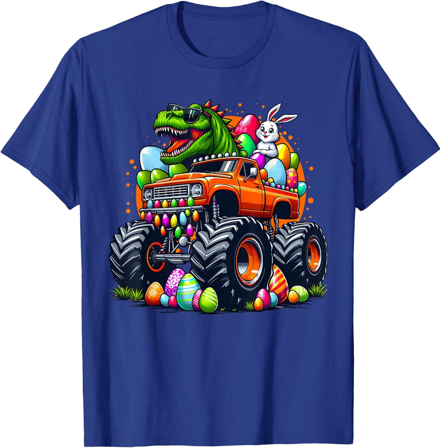 Funny Easter T-Rex Bunny Dinosaur Monster Truck Dino Easter T-Shirt - T-Shirt | Royal