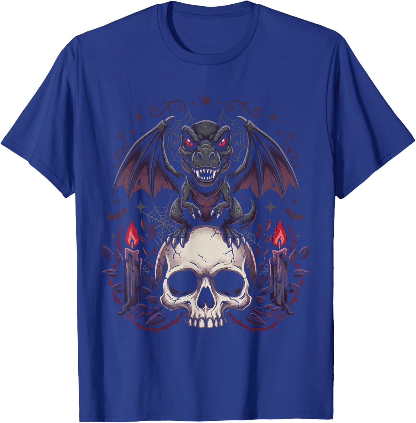 Gothic Dino on Skull Pastel Goth Kawaii Skeleton T-Shirt - T-Shirt | Royal