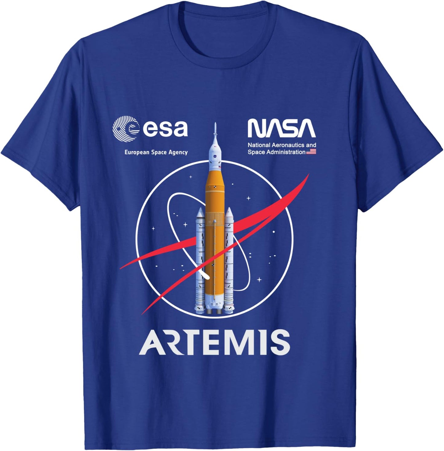 NASA Artemis Mission SLS Worm and ESA Logo Langarmshirt T-Shirt - T-Shirt | Royal