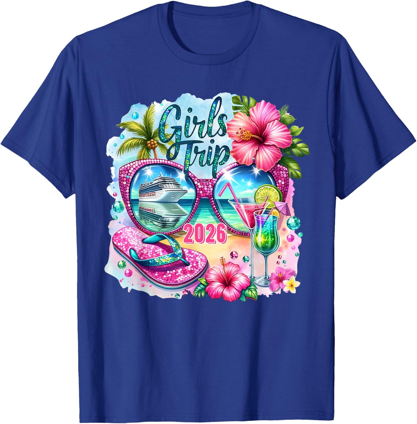 Girls Trip 2026 Aloha Hawaii Beach Summer Vacation Funny T-Shirt - T-Shirt | Royal