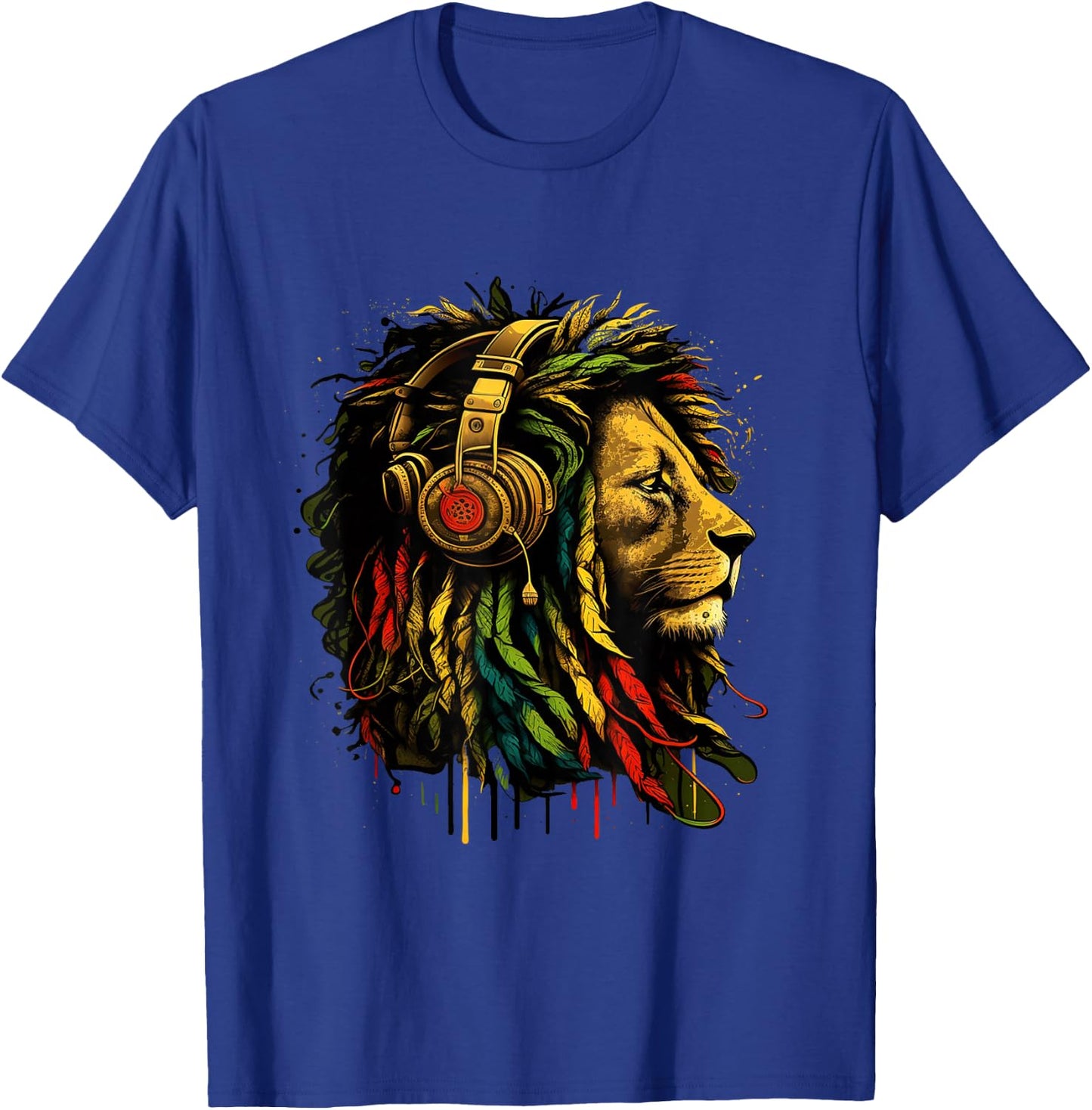 Rasta Reggae Music Headphones Jamaican Pride Lion Of Judah , black T-Shirt - T-Shirt | Royal