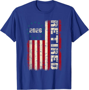Vintage Retired 2026 American Flag Retirement 2026 Gifts Men T-Shirt - T-Shirt | Royal
