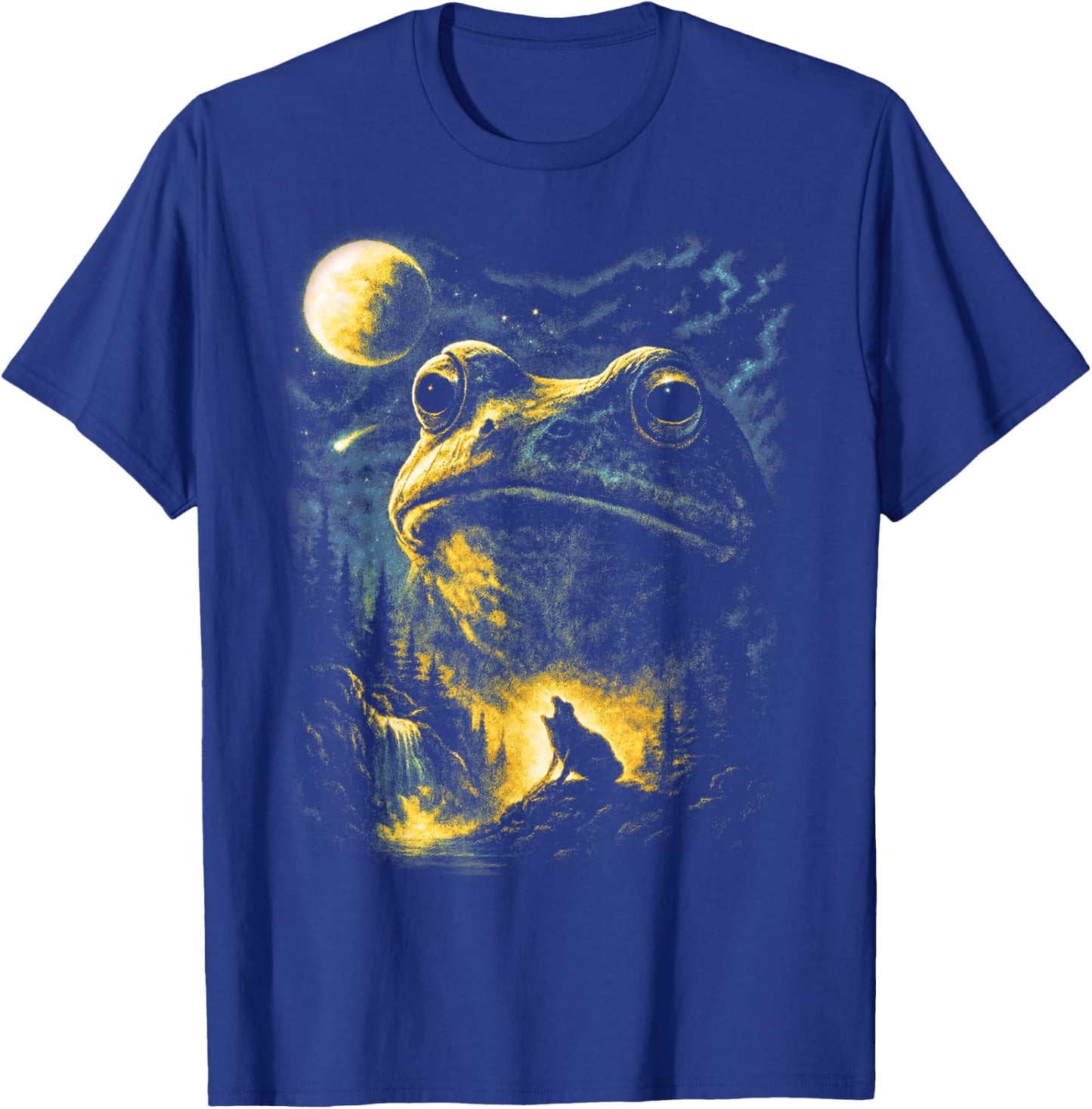 Vintage 90s Three Frogs Howling at The Moon 3 Frog Moon T-Shirt - T-Shirt | Royal