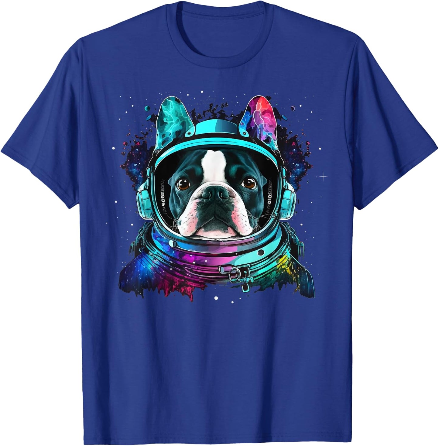 Boston Terrier Astronaut Dog Colorful Cosmic Outer Space Men Women Kids T-Shirt - T-Shirt | Royal