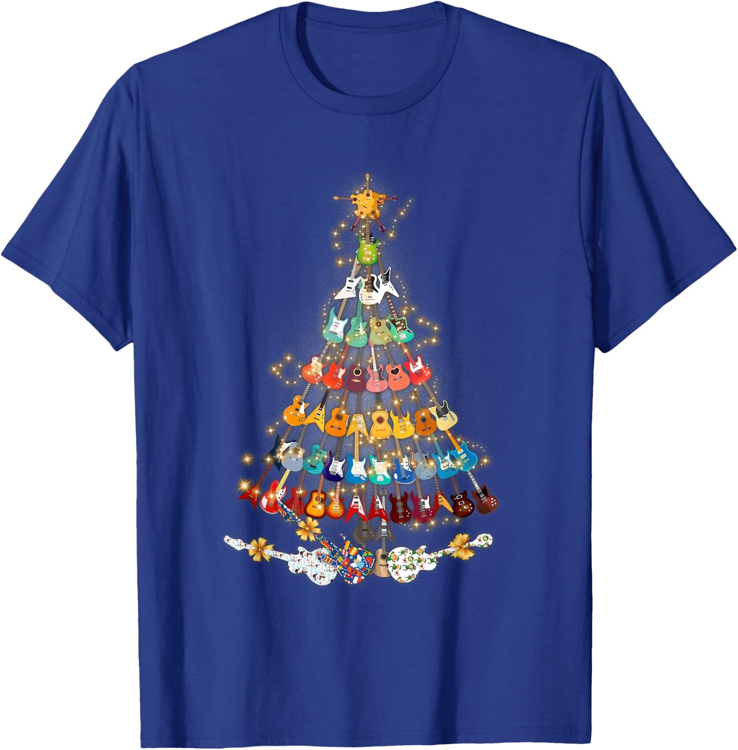 Christmas Guitar Tree - Xmas Guitarist Musician Gift T-Shirt - T-Shirt | Royal