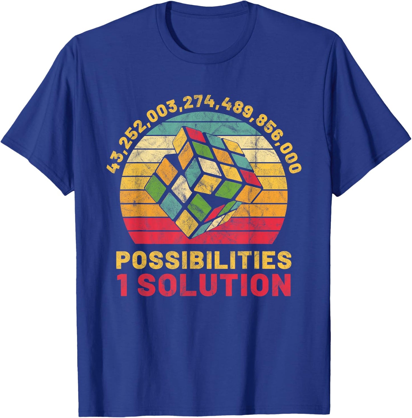 Puzzle Cube Funny One Solution Speed Cubing Retro Math T-Shirt - T-Shirt | Royal