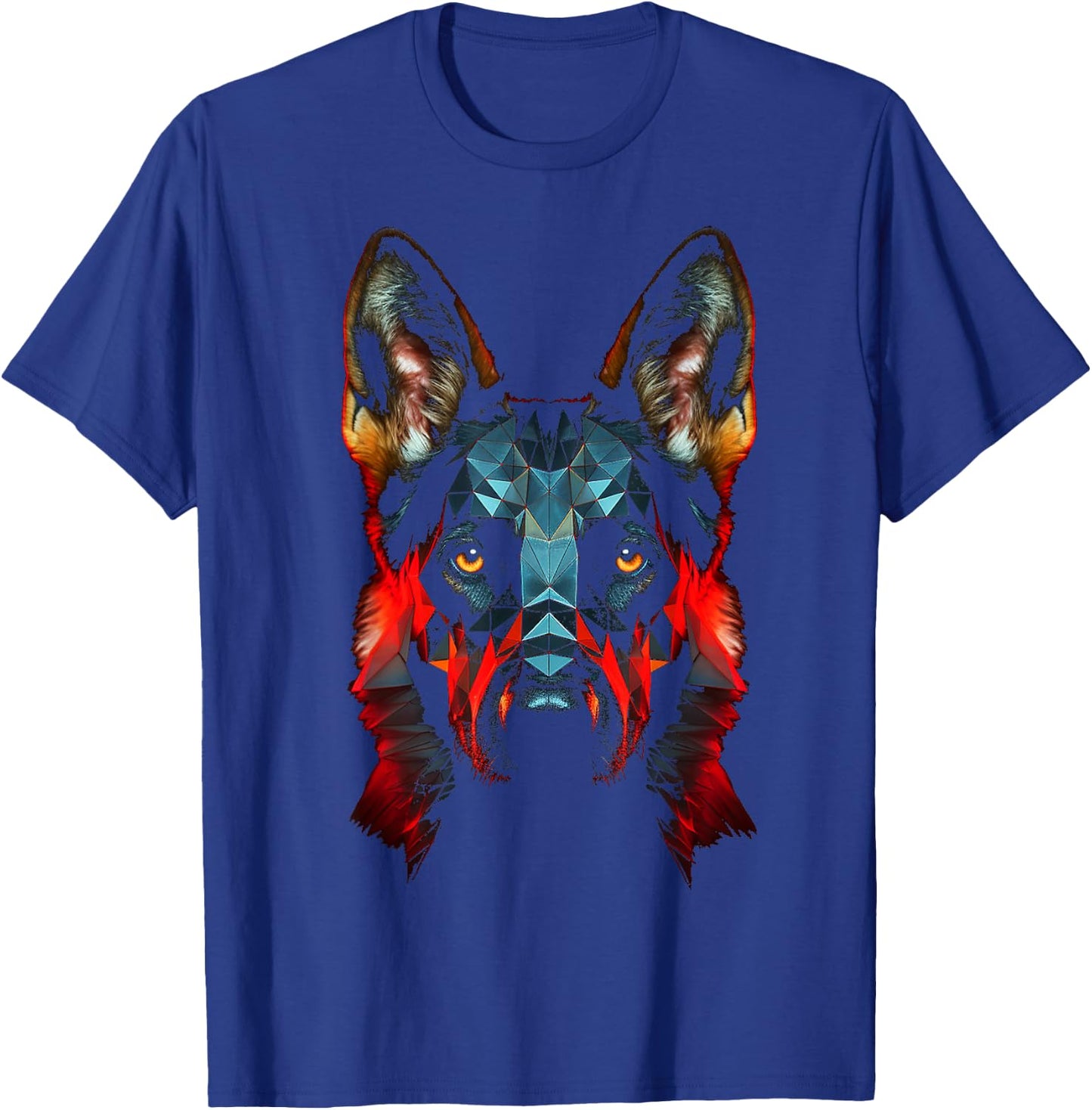 German Shepherd Dog Polygon Face Pet Art German Shepherd T-Shirt - T-Shirt | Royal